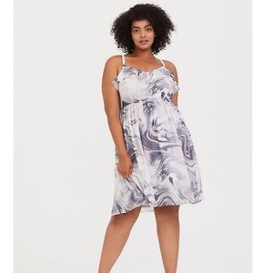 Slate grey marble chiffon skater dress